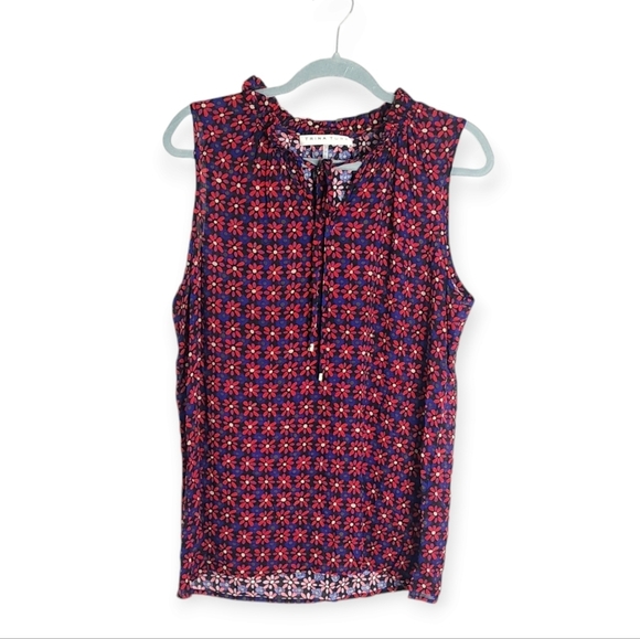 Trina Turk ruffle neck sleeveless top size M - Picture 1 of 7